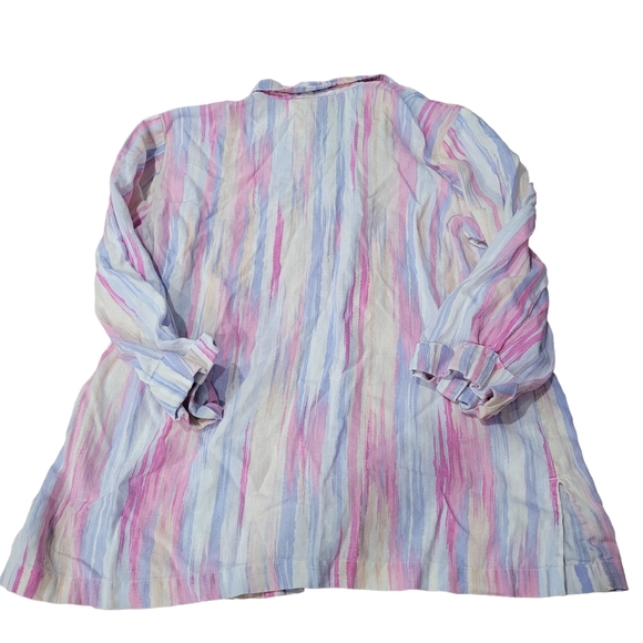 JM Collection Women’s Size 14 100% Linen Multicolored Shirt 3/4 Sleeves - Picture 2 of 3